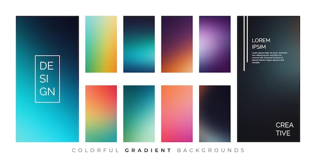 light soft gradient design set for mobile screens vector eps