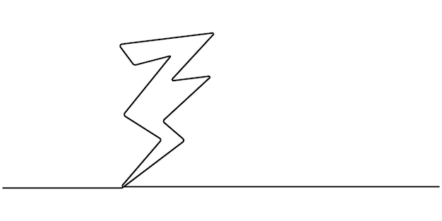lightning bolt continuous line art illustration lightning icon in continuous line drawing style
