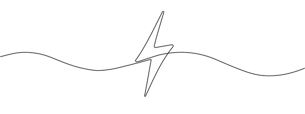 lightning line continuous pattern power up electricity icon template concept one line lightning
