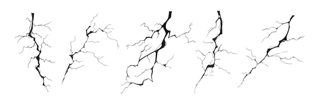 Lightning strike bolt silhouettes vector illustration set