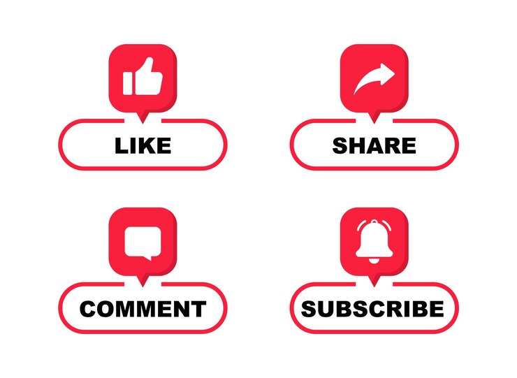Like comment share and subscribe web buttons