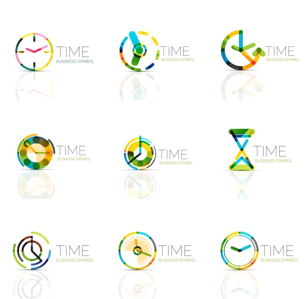 linear time abstract logo set connected multicolored segments