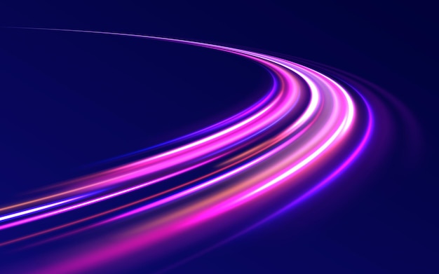 Lines in the shape of a comet against a dark background Illustration of high speed concept