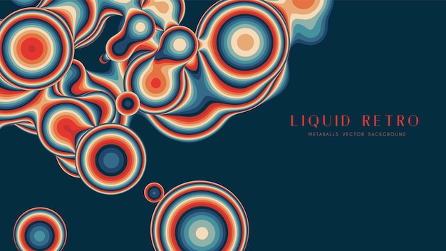 Liquid retro 3D metaball with organic structure Abstract vector colorful background Fluid futurisctic shapes