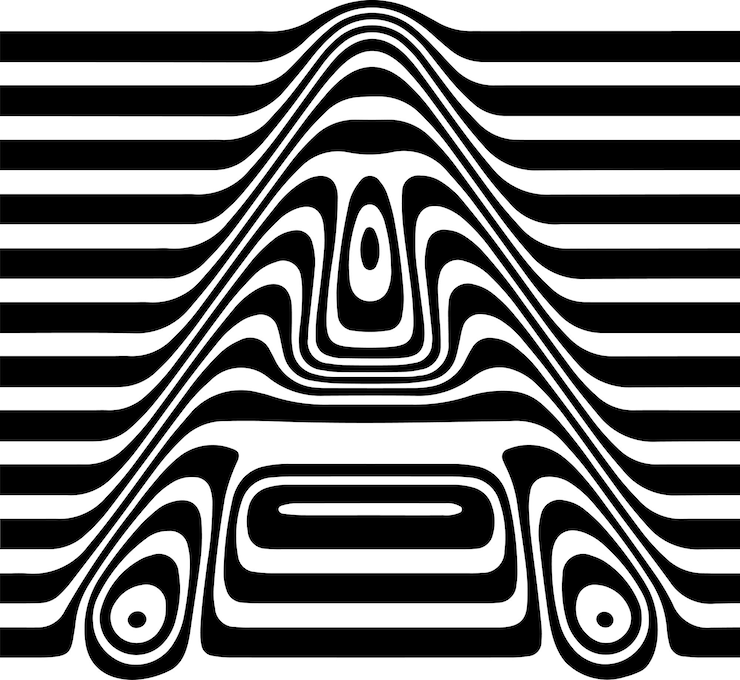 Vektor liquified letter a 3d striped sign optical illusion font for opart style logo and monogram vector
