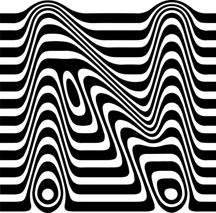 Vektor liquified letter n 3d striped sign optical illusion font for opart style logo and monogram vector