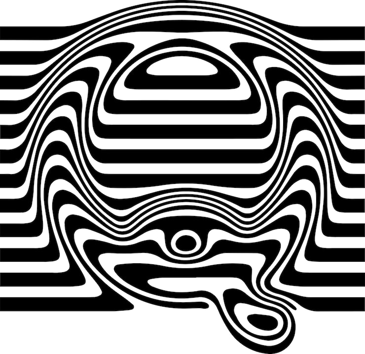 Vektor liquified letter q 3d striped sign optical illusion font for opart style logo and monogram vector