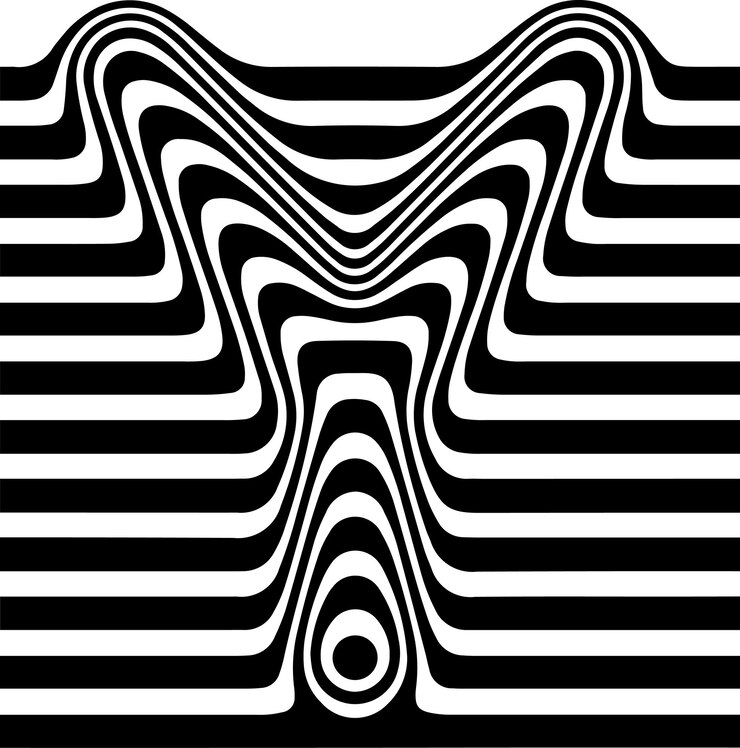 Vektor liquified letter y 3d striped sign optical illusion font for opart style logo and monogram vector