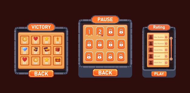 list of mobile games , game ui kit ,  user interface ui - ux