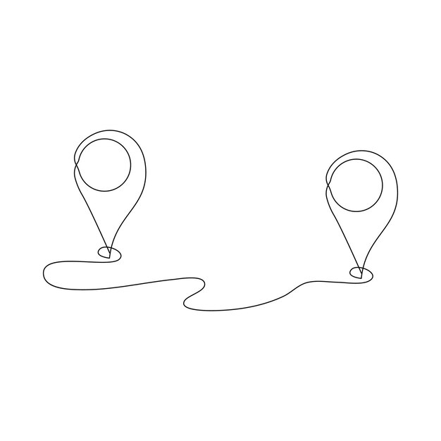 Location pointers one continuous line drawing isolated on white background minimalist design