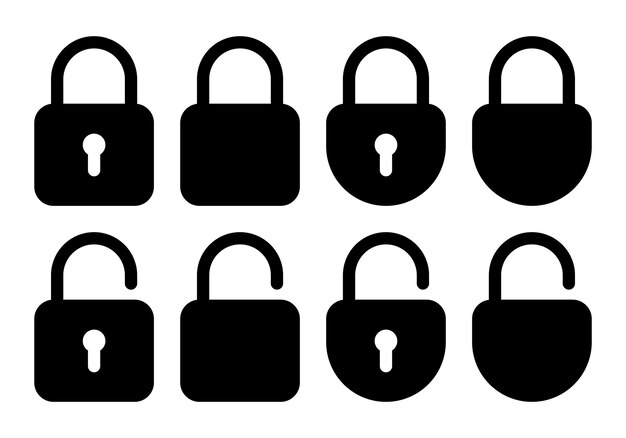 Lock Icons set isolated on white background