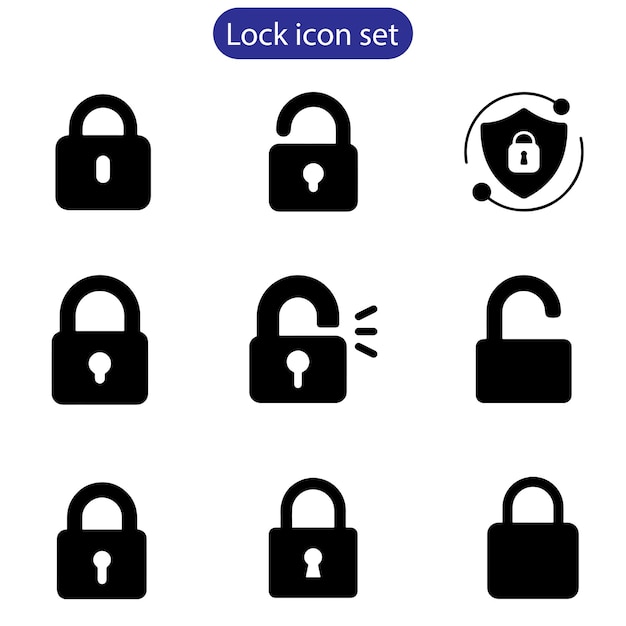 Lock icons set Padlock symbol collection Security symbol Lock open and lock closed icon vector art