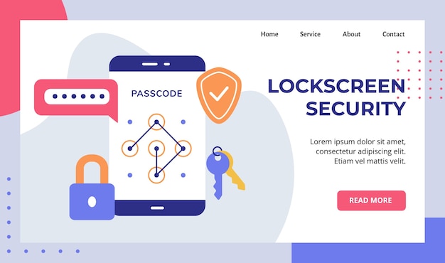 Lock screen security password passcode padlock key on smartphone screen campaign for web website home homepage landing page