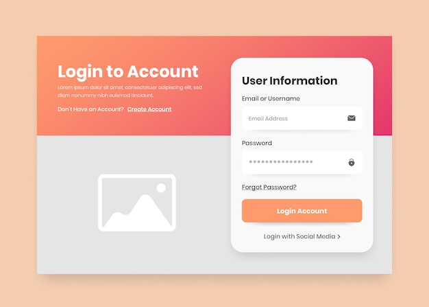 Login and registration web page user interface popup design