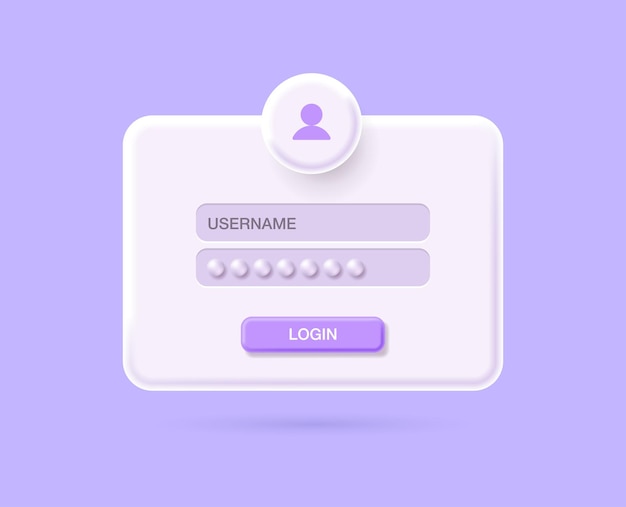 login page 3d illustration account login and password notifications page username password fields