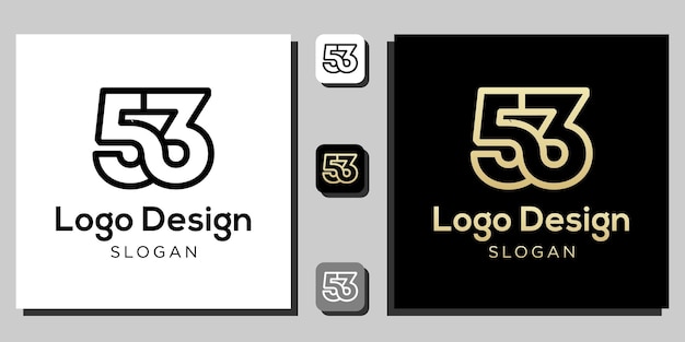 logo design numbers symbol numeral black gold outline with app template