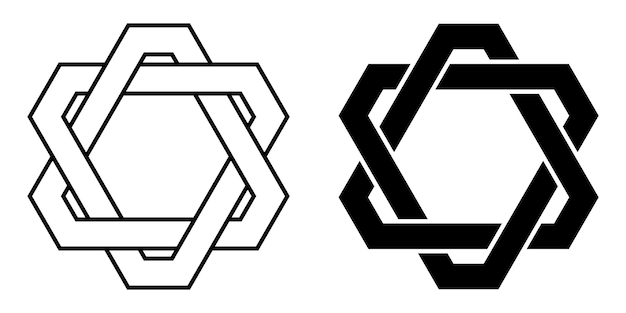 Logo tattoo weaving triangles with cut corners vector connected triangles star david with cut corners