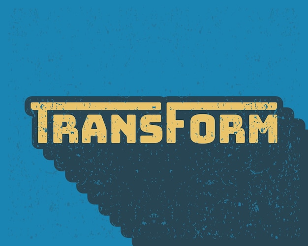 Long shadow text effect transform typography design for in blue color