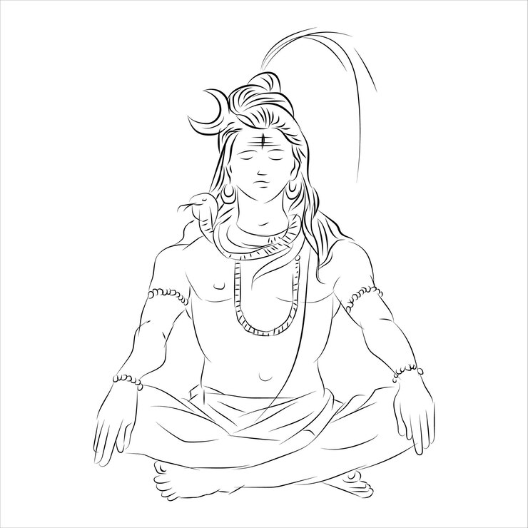 Vektor lord shiva outline cartoon illustration vector