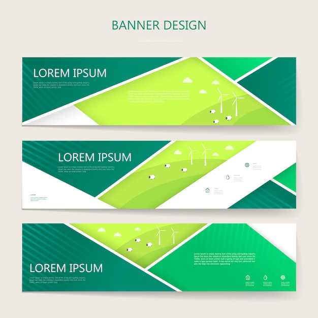 Lovely banners set template design with geometric elements