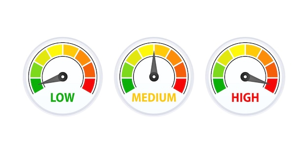 Low Medium and High gauges speedometer indicators Rating Speed Meter