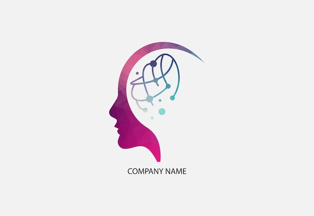 Low poly abstract digital human brain