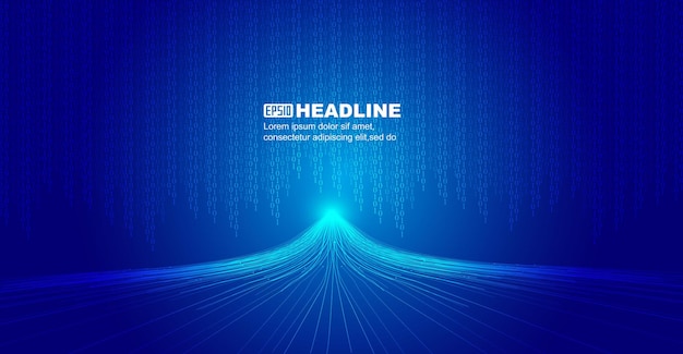 Luminous lines with 01 data, Internet technology big data vector background