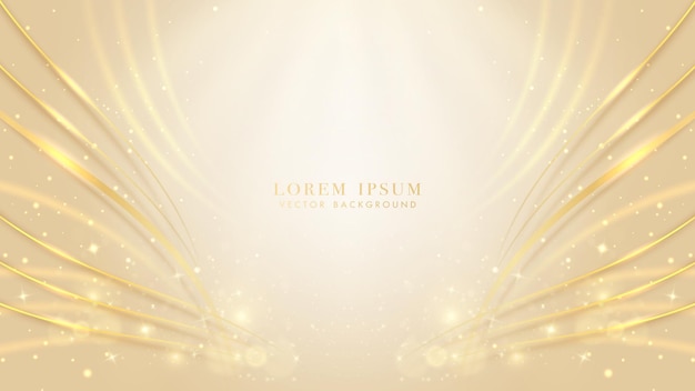 luxury background with golden lines glowing curve lines glitter light effects and bokeh element