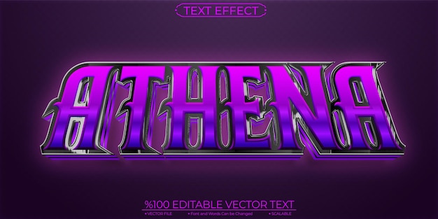 luxury black purple esport nickname logo greek gods and goddess athena editable and scalable vector text effect