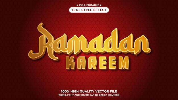 luxury ramadan kareen 3d editable text effect style with gold color