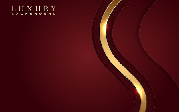 Luxury red wave background with goden decoration