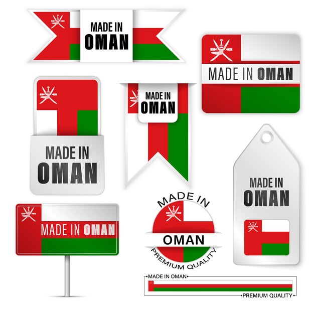 Made in Oman graphics and labels set Some elements of impact for the use you want to make of it