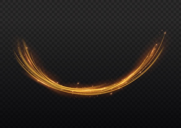 magic stardust gold wave sparkle light blur trail swirl trail effect glowing wavy line speed vector