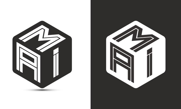 MAI bokstav logo design med illustrator kube logo vektor logo moderne alfabet skrift overlapp stil