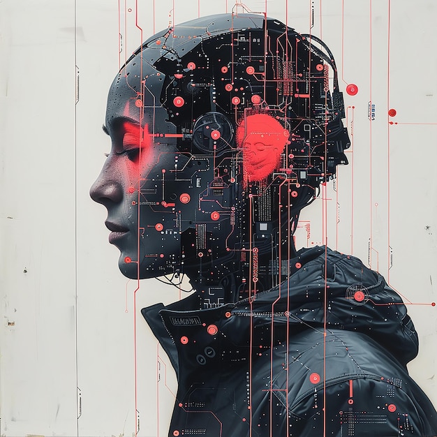 man in the form of symbols of the computer unit system