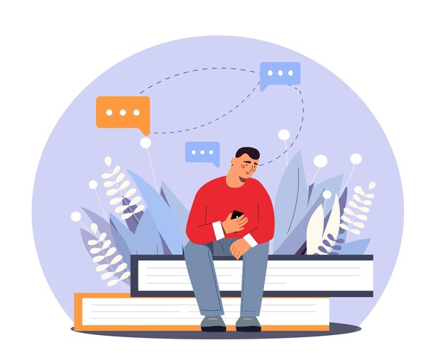 Man on books