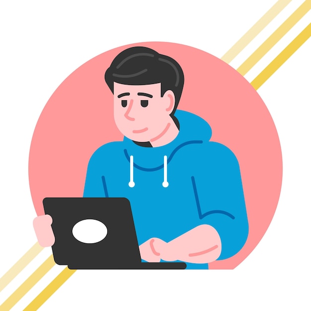 man working on laptop