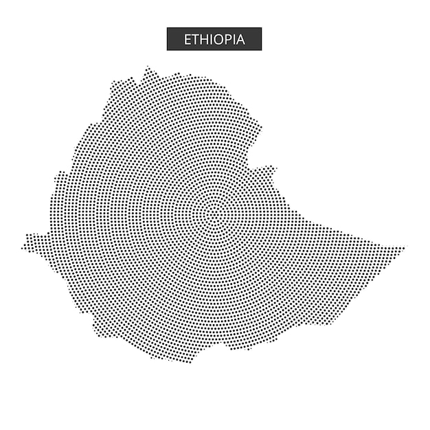 map highlighting the borders of ethiopia with a unique dot pattern and design element