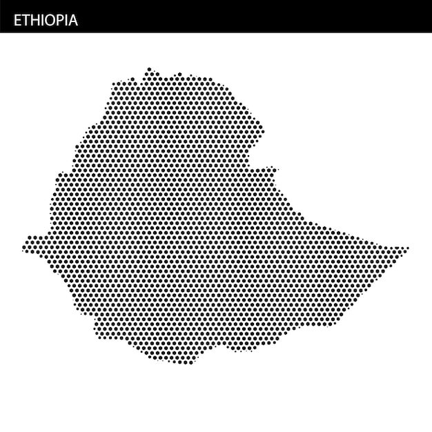 map highlighting the borders of ethiopia with a unique dot pattern and design element
