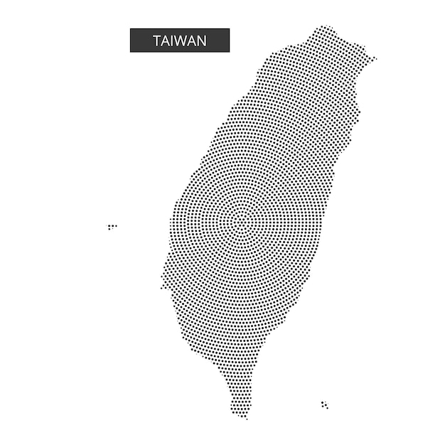 Map of Taiwan with dotted pattern highlighting its geographical outline