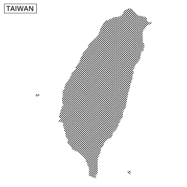 Map of Taiwan with dotted pattern highlighting its geographical outline