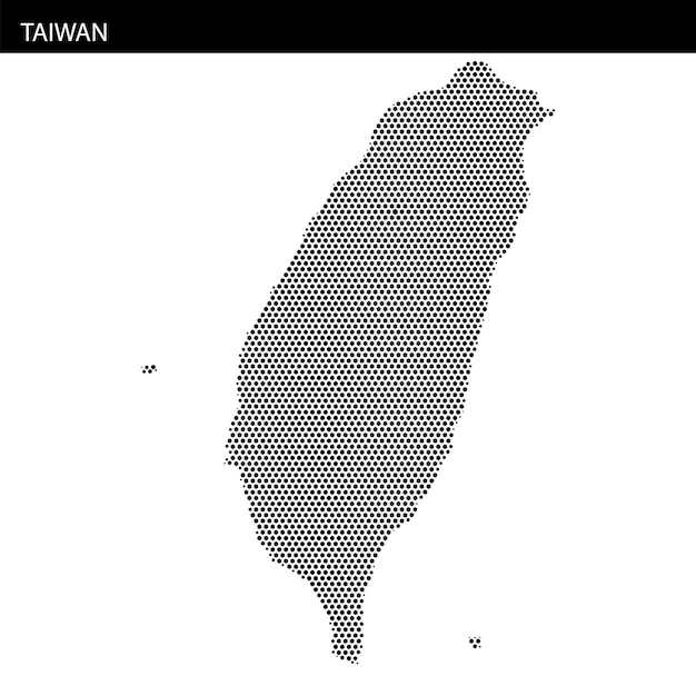 Map of Taiwan with hexagonal dotted pattern highlighting its geographical outline
