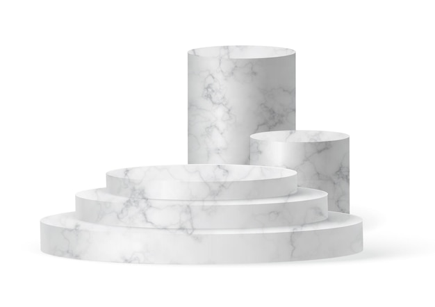 Marble cylinder podium scene winner pedestal White marble cylinder template showroom podium scene