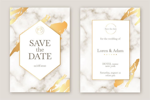 Marble elegant wedding invitation template