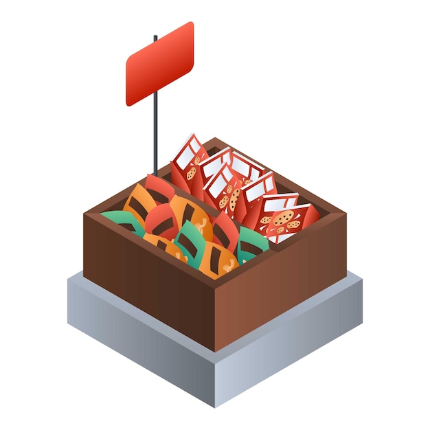 Market biscuit box icon Isometric of market biscuit box vector icon for web design isolated on white background