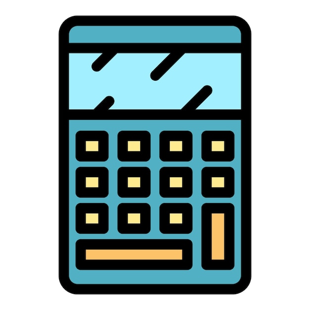 Mathematical calculator icon Outline mathematical calculator vector icon color flat isolated