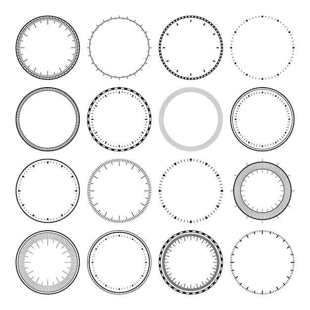 Mechanical clock faces bezel watch dial with minute and hour marks timer or stopwatch element blank