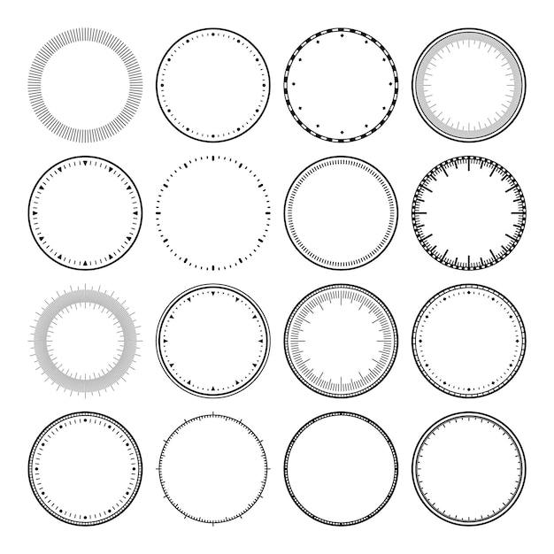 Mechanical clock faces bezel watch dial with minute and hour marks timer or stopwatch element blank