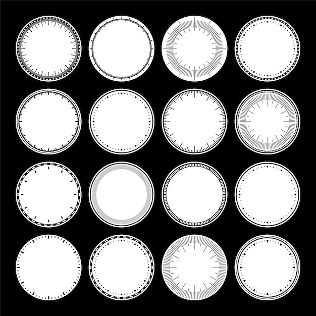 mechanical clock faces bezel watch dial with minute and hour marks timer or stopwatch element blank