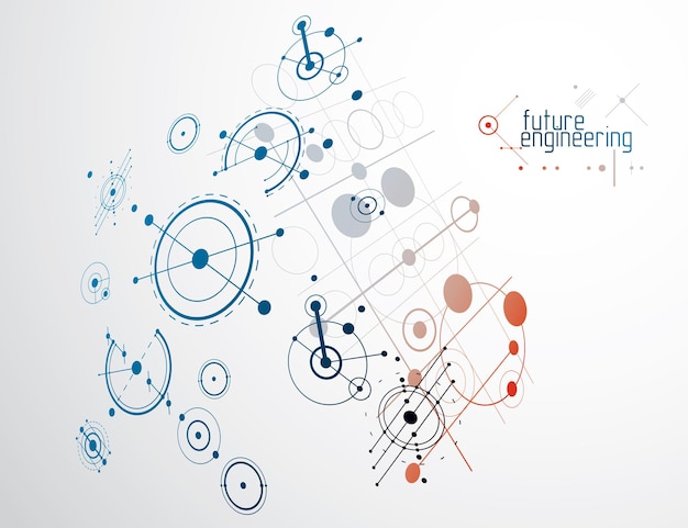 mechanical engineering technology vector abstract background, cybernetic abstraction with innovative industrial schemes.